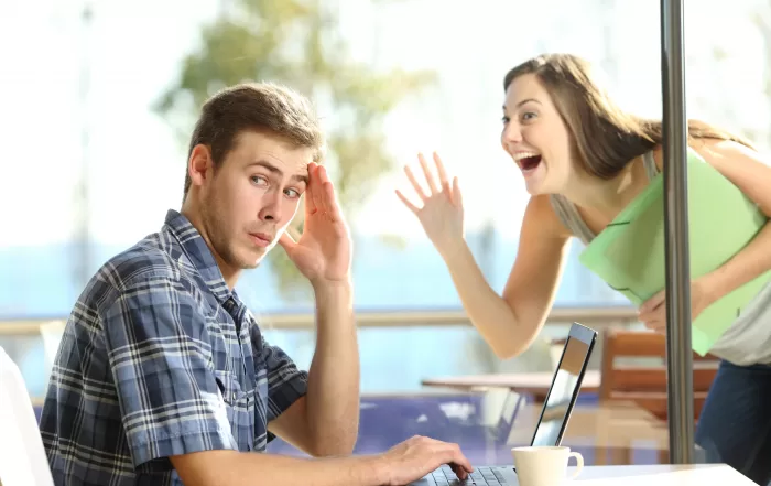 Man in a relationship rejecting a female partner